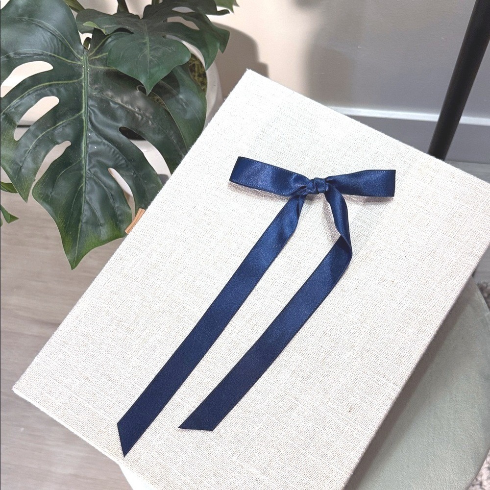 Preppy hair‎ accessory satin handmade Navy Ribbon with clip